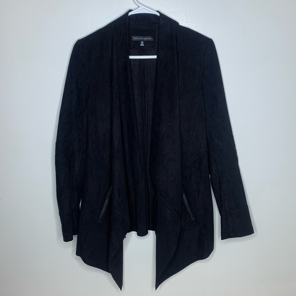 Women’s black suede cardigan jacket